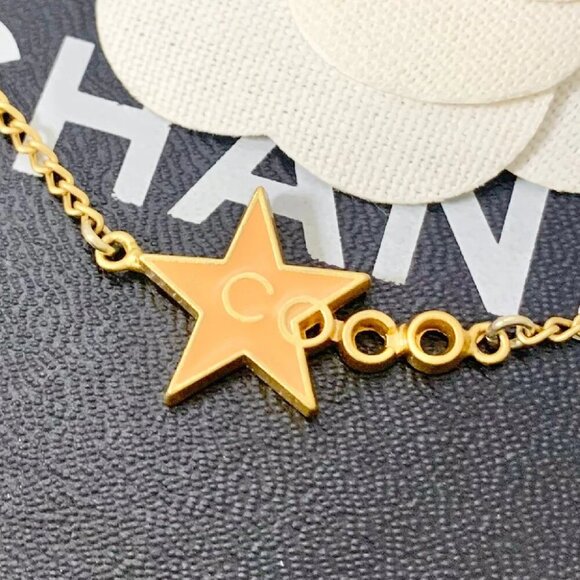 CHANEL CC Coco Orange Star Necklace 16" Gold Tone 01P Auth #9982